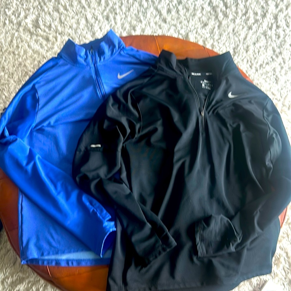 2 Nike Running 1/2 zip up Dri-Fit tops
